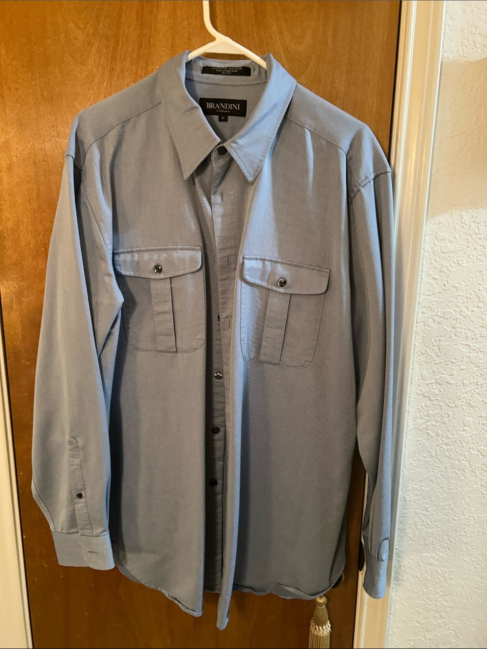 Men's Light Blue Button-Up Shirt. Like new. XL Brandini